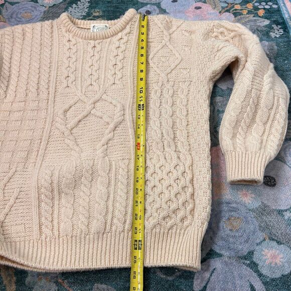 Carraig Donn Aran Sweater Womens XL Cream Cable Knit Pullover 100% Pure New Wool - Picture 9 of 12